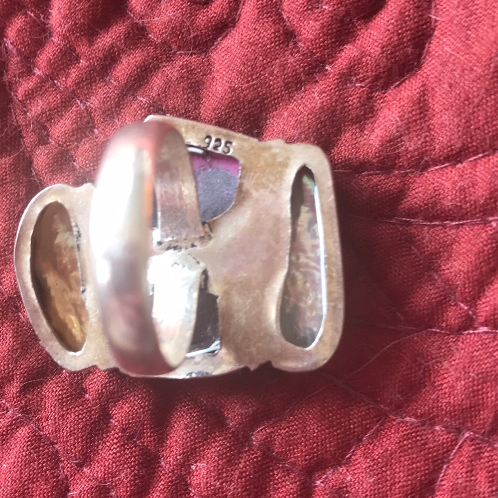 Sterling Silver Druzy Gem Statement Ring Sz9 - image 6